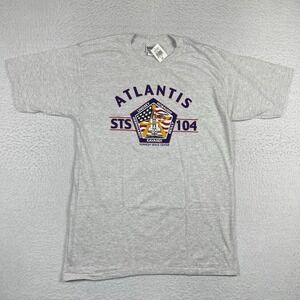 Kennedy Space Center T-Shirt Mens Large Gray Atlantis STS 104 NASA Graphic Tee